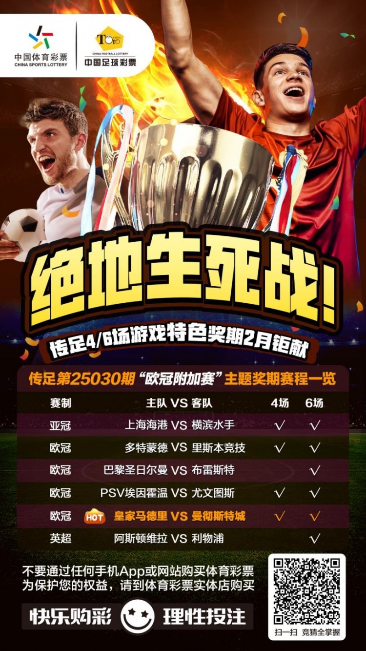  絕地生死戰(zhàn)！傳足特色獎期第25030期聚焦歐冠附加賽