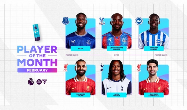  英超2月最佳候選：貝托、馬特塔、明特、薩拉赫、斯賓塞、索博