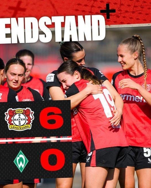  勒沃庫森女足6-0云達(dá)不來梅女足，沈夢(mèng)露首發(fā)出場(chǎng)59分鐘