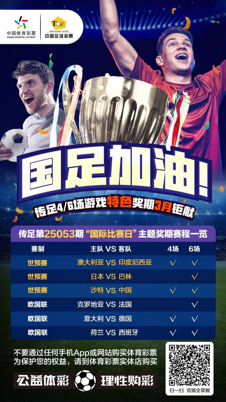  國足加油！傳足特色獎(jiǎng)期第25053期聚焦國際比賽日
