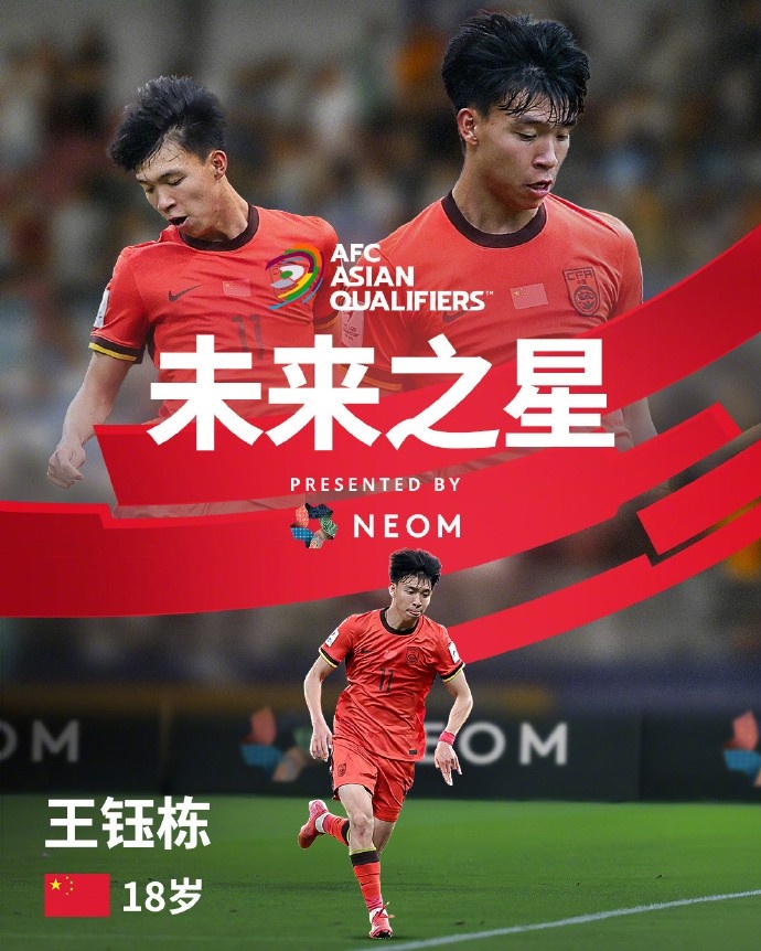  亞洲杯官方社媒發(fā)布王鈺棟個(gè)人海報(bào)：青年軍的旗幟，飄揚(yáng)在前哨